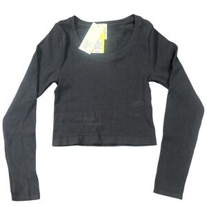 All in Motion Black Ribbed Crop Top